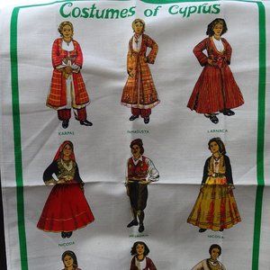 Costumes Of Cyprus Linen Cotton Tea Towel